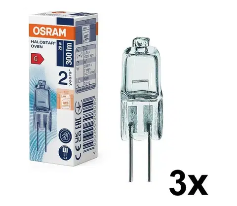 Žiarovky SADA 3 ks žiaroviek do rúry HALOSTAR G4/20W/12V 2700K - Osram 8590828004974