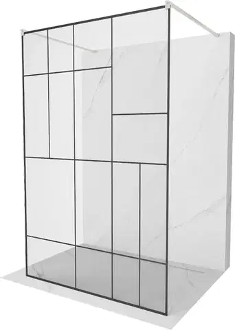 Sprchové dvere MEXEN/S - Kyoto samostatne stojaca sprchová zástena 100 x 200, čierny vzor 8 mm, nikel kartáčovaná 800-100-002-97-78