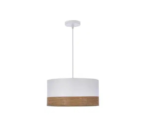 Svietidlá  Luster na lanku BIANCO 1xE27/40W/230V biela/hnedá 31-17536