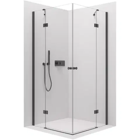 Sprchovacie kúty CERANO - Sprchovací kút Marino Duo Ľ/P - 6 mm - čierna matná, transparentné sklo - 110x90x190 - pántový CER-480205