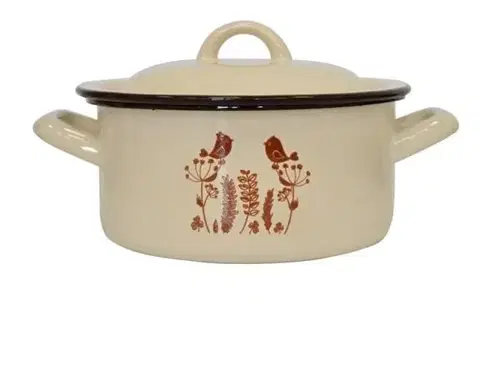 Hrnce Kinekus Kastról smaltovaný s pokrievkou, 2L, 18cm, dekor VTÁČIKY