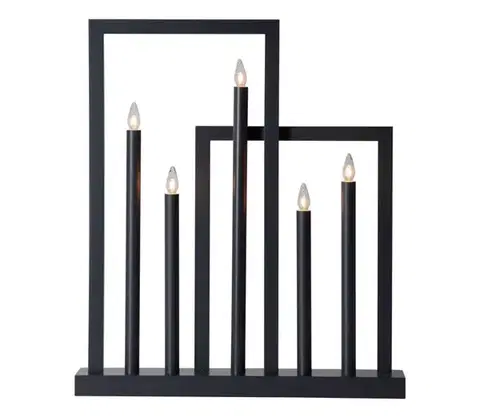 Vianočné dekorácie Eglo 410952 - Vianočný svietnik FRAME 5xE10/3W/230V čierna 410952
