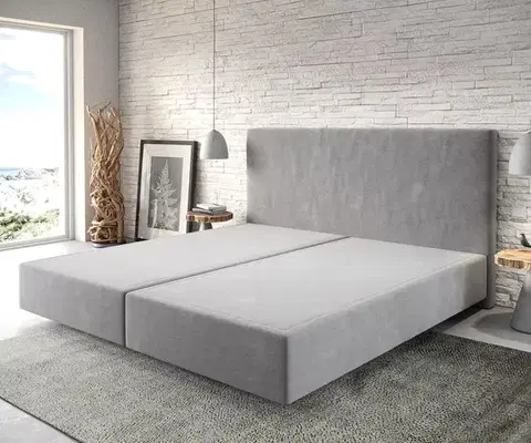 Postele Boxspring DELIFE Boxspring posteľ Dream-Well mikrovlákno sivá 200x200 cm
