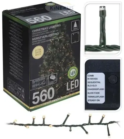 Vianočné osvetlenie Kinekus Svetlo vianočné 560 LED extra teplé, biele, dĺžka 11m, micro cluster, 180cm stromček