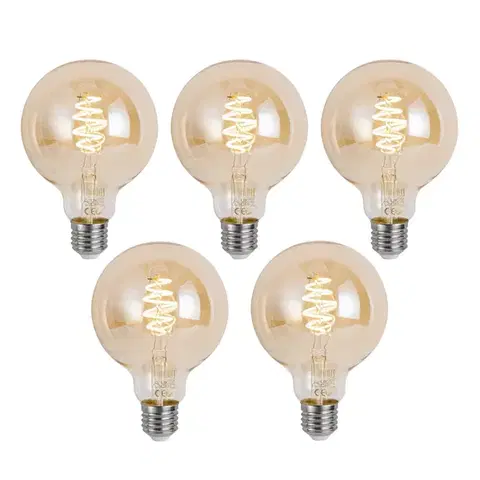 LED osvetlenie Sada 5 inteligentných stmievateľných LED žiaroviek E27 G95 Amber 4,9W 320 lm 2500K Zigbee