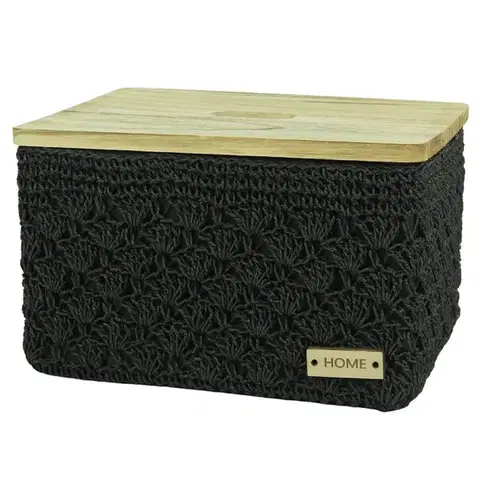 Kúpeľňové doplnky Háčkovaný obdĺžnikový košík d.36x26 h22,5cm