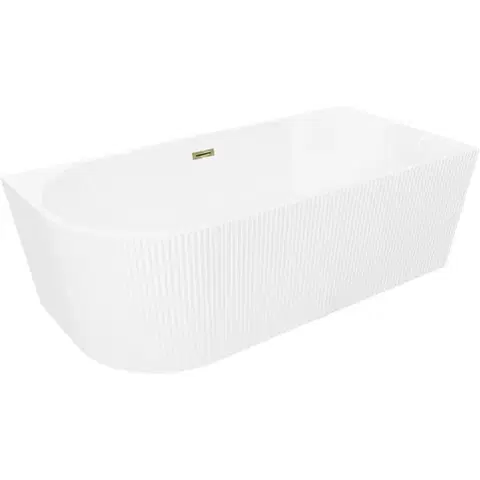 Vane MEXEN/S - Silo voľne stojaca rohová vaňa pravá reliéf 170 x 80, biela, sifón a prepad zlatá 52891708000P-50