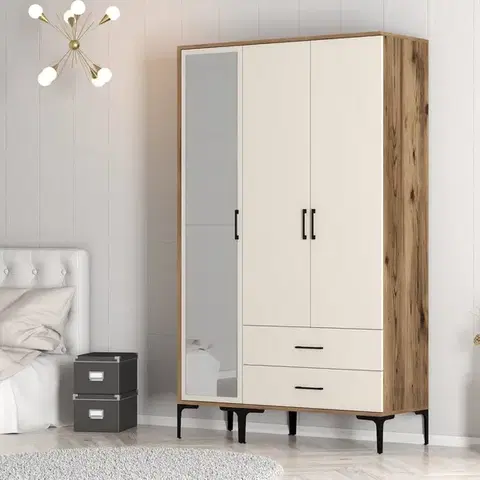 Šatňové skrine Šatníková skriňa Kumsal RT - Walnut, Cream