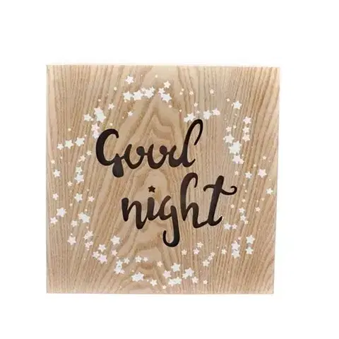 Bytové dekorácie Závesná svietiaca dekorácia Good night hnedá, 25 x 25 cm