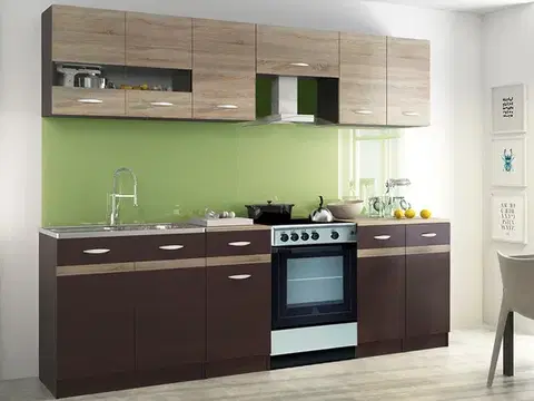 Kuchynské linky RENAR Livia 240 kuchyňa sonoma tmavá / sonoma svetlá