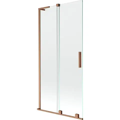 Sprchové dvere MEXEN/S - Velar L dvojkrídlová posuvná vaňová zástena 95 x 150, transparent, meď kartáčovaná 896-095-003-01-65