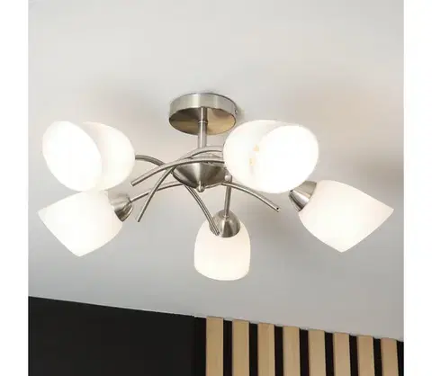 Svietidlá  Prisadený luster DONNA 5xE27/60W/230V nikel LM-5.169