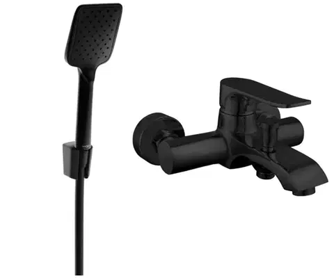 Kúpeľňové batérie MEXEN/S - Pecos R62 vaňová batéria so sprchou set, čierna 7273R62-70