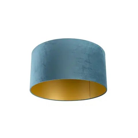 Tienidlo na lampu Zamatové tienidlo modré 50/50/25 so zlatým interiérom