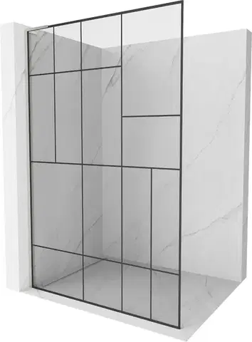 Sprchové dvere MEXEN/S - Kioto L Sprchová zástena WALK-IN 70 x 200, čierny vzor, nikel kefovaná 800-070-103-97-78