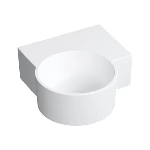Umývadlá OMNIRES - OVO M+ umývadlo na dosku/závesné - pravé, 33 x 34 cm, biele mat; OVO335UWPBM