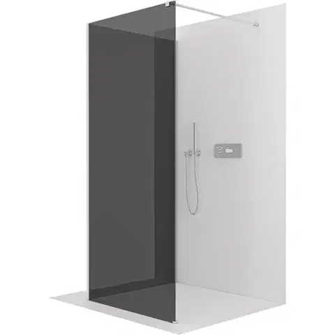 Sprchovacie kúty CERANO - Sprchová zástěna Walk-in Onyx Corner Cube L/P - 8 mm - hranatá vzpěra - chrom, grafitové sklo - 110x50x200  CER-8050BD712796