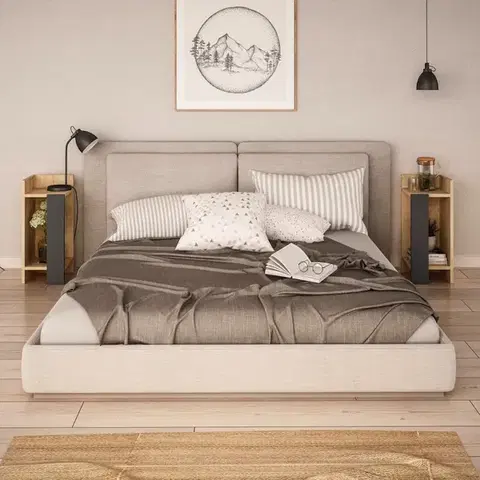 Nočné stolíky Nočný stolík Elos - Oak, Anthracite