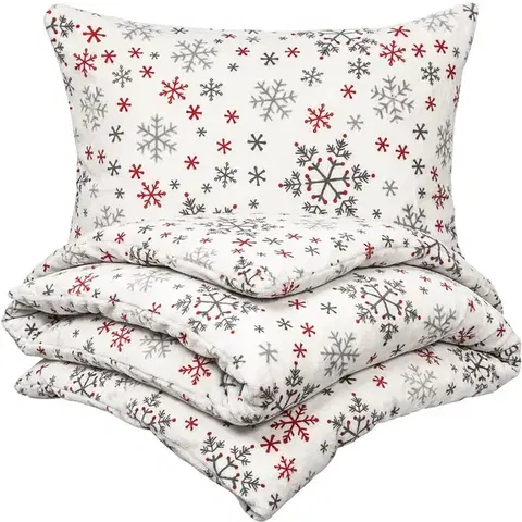 Obliečky 4Home obliečky mikroflanel Snowflakes, 140 x 200 cm, 70 x 90 cm