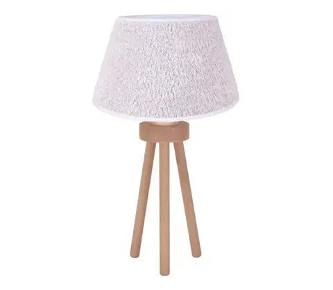 Lampy  - Stolná lampa BOUCLE 1xE27/15W/230V pr. 28 cm biela/drevo 601429