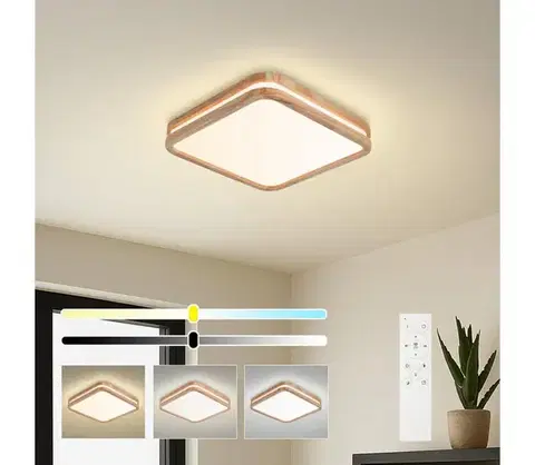 Svietidlá BRILAGI - LED stmievateľné svietidlo MOLINA SQUARE LED/48W/230V dub 40x40 cm + diaľkové ovládanie BRI890