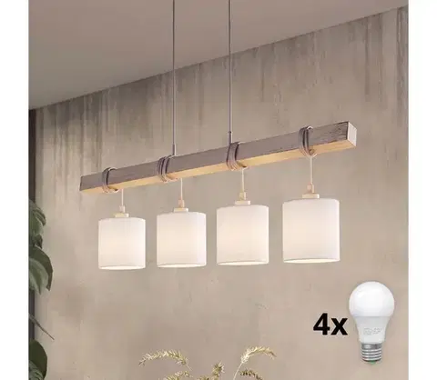 Svietidlá BRILAGI - LED luster na lane NUBILA 4xE27/60W/230V sivá/biela 1xEG49927A+4xBG1586