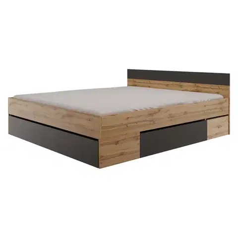 Postele Multifunkčná posteľ 180x200 COMBI dub Artisan/čierna