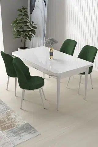 Jedálenské sety Dining Table & Chairs Set (5 Pieces) Nil - White, Khaki