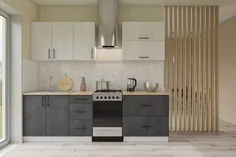 Kuchynské linky GLAND 1 moderná kuchyňa 200, grafit / biela