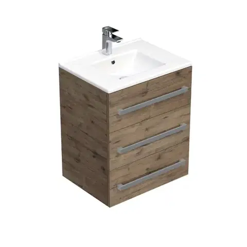 Kúpeľňový nábytok Kúpeľňová skrinka s umývadlom SAT Cube Way 60x76,5x46 cm dub Wellington mat CUBE46603DWMOD CUBE46603DWMOD