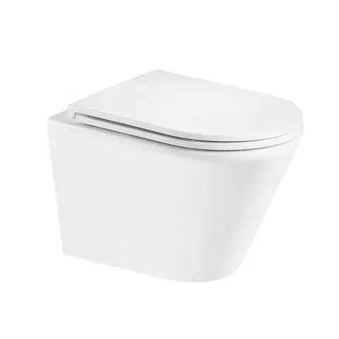 Doplnky do kúpeľne Mereo WC závesné kapotované, Smart Flush RIMLESS, 365x375x540, keramické, vr. sedátka CSS125 VSD85T1