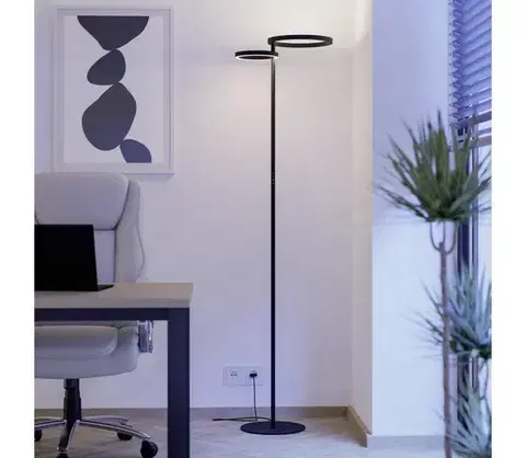 Lampy Eglo 901974 - LED stmievateľná stojacia lampa CASTELPOTO LED/16W/230V + LED/12W čierna 901974