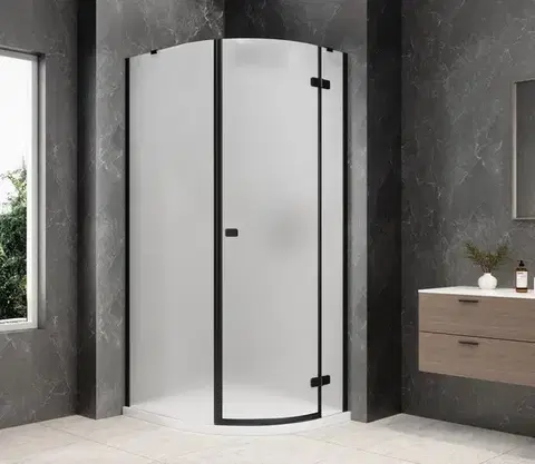 Sprchové dvere POLYSAN - GLOBE BLACK štvrťkruhová sprchová zástena 800x900, matné sklo, pravé GB2890MRB