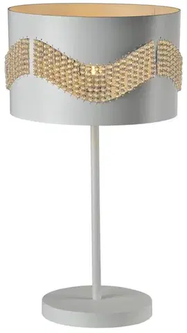 Stolové lampy Biela stolová lampa s korálkami Antonio