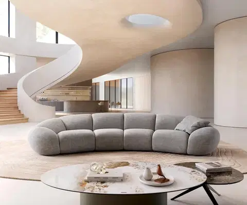 Veľké pohovky DELIFE Veľká pohovka Lunna 360x175 cm štruktúrovaná látka mäkká sivá 2 vankúše