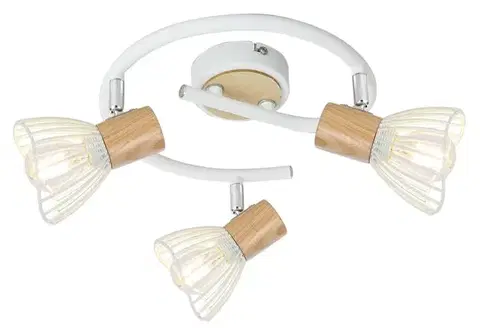 Stropná svetla Špirálová stropná lampa 3X25W E14 biele drevo CHILE