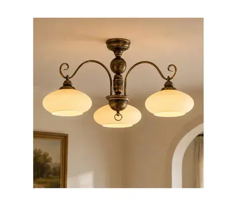 Svietidlá BRILAGI - Prisadený luster MOLLERO 3xE27/15W/230V pr. 84 cm bronz/patina 2143