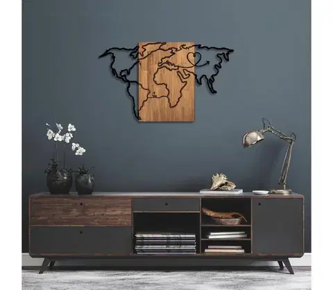 Obrazy  Nástenná dekorácia 118x70 cm mapa drevo/kov 899SKL2303