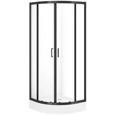 Sprchové kúty 80x80 Sprchový kút polkruhový Brasco 80x80x190 black S168-003
