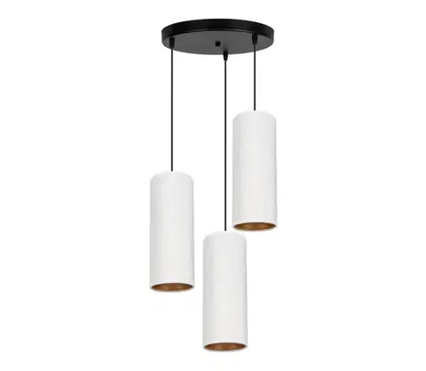 Svietidlá HEXE Luster na lanku AVALO 3xE27/60W/230V pr. 35 cm biela/medená 0098