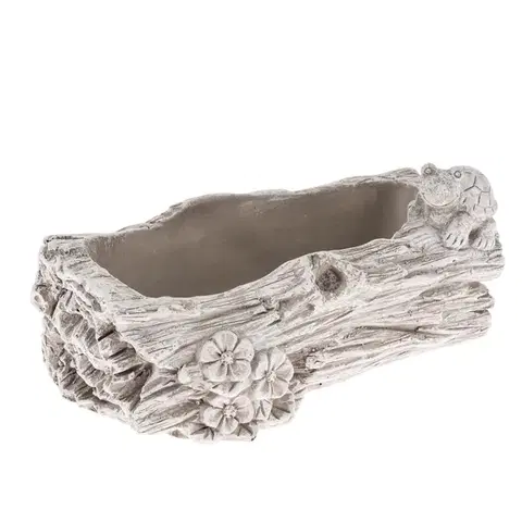 Kvetináče a truhlíky Betónový obal na kvetináč Kmeň s kvetinami sivá, 11 x 21 cm