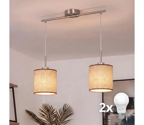Svietidlá BRILAGI - LED luster na lanku NUBILA 2xE27/60W/230V hnedá EG32519+2xBG1583