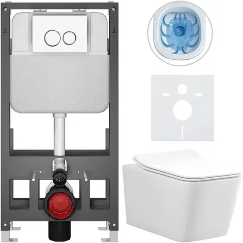 Záchody CERANO - Kompletný WC set Basic/Forte - biela lesklá - WC tlačidlo Dualo/Biela - voľne stojaca - predstenová inštalácia - 51x36 CER-8050BD86107