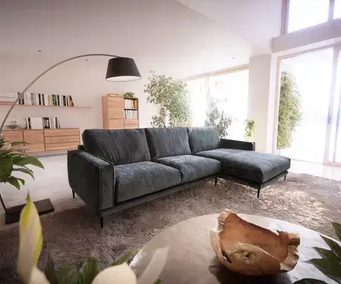 Rohové sedacie súpravy DELIFE Rohová pohovka Sottil 290 x 165 cm šenilka sivá ležadlo pravá