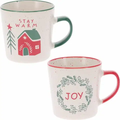 Hrnčeky a šálky Súprava 2 kameninových hrnčekov Stay Warm/Joy 350 ml