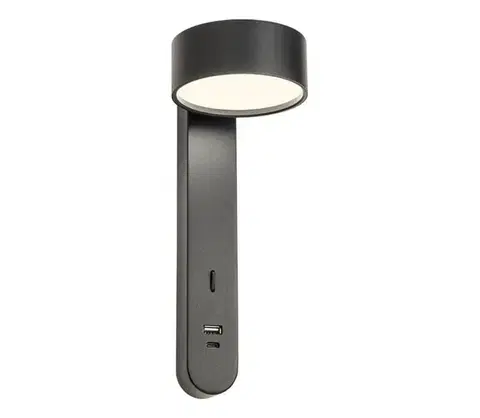 Svietidlá Redo 01-4643 - LED nástenné svietidlo SADES LED/6W/230V CRI 90 USB čierne 01-4643