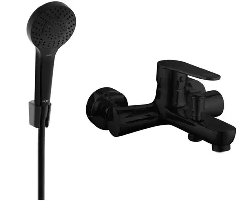 Kúpeľňové batérie MEXEN/S - R05 Kama vaňová batéria so sprchou set, čierna 7253R05-70