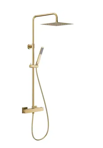 Sprchy a sprchové panely KFA - Sprchový stĺp Logon s batériou sprchovou, termostatickou, premium, PVD brúsené svetlé zlato 5746-920-39