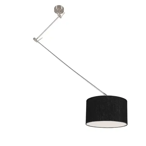 Závesné svietidlá Závesná lampa oceľová s tienidlom 35 cm čierna nastaviteľná - Blitz
