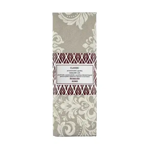 Bytový textil Napínacia plachta Classic bavlna ecru/svetlosivá 220x200 + 25 Merkury Home